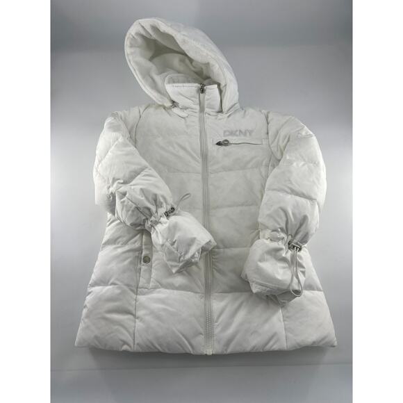 Dkny Other - DKNY Snow Jacket Youth Kids Junior Medium White Puffer Coat Full Zip Y2K Winter
